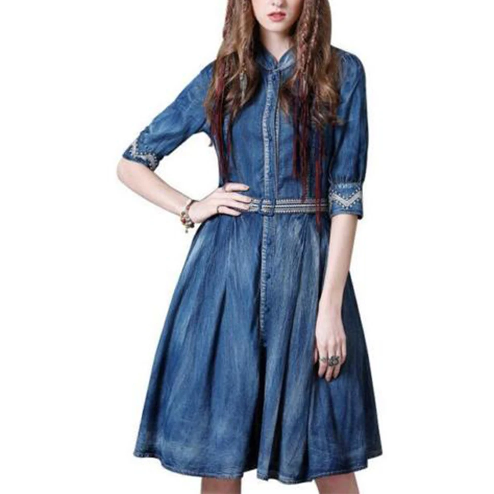Newest fashion Elegant ladies denim dresses for women