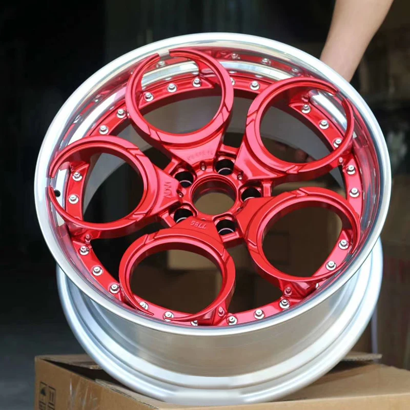 2pcs forged 20x9.5 et20 20x11 et 40 Polished red face Chrome lip Polished hardware  5x120 72.6 CB for  2017 BMW M3