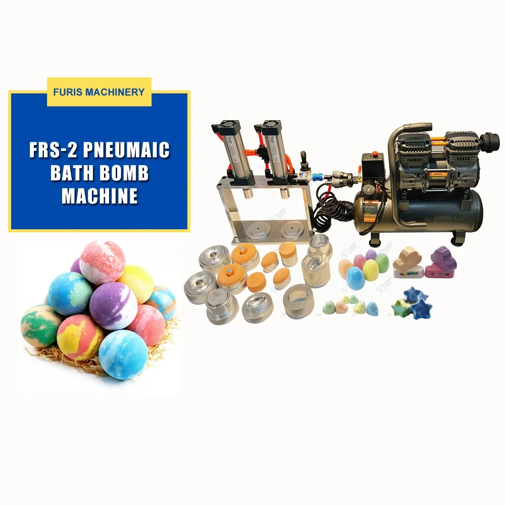 low cost dropship small business use 2 tons Bath Ball pneumatic press Making Equipment bathbomb Press Machine with 2 molds