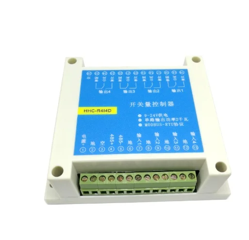 MODBUS RTU Protocol 4 Input and Output Control Relay Module RS485 Switch Input and Output PLC Module