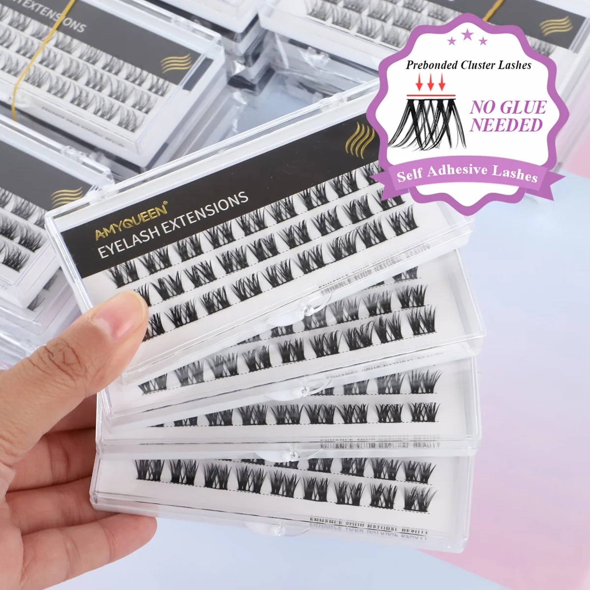 natural pre  bonded lash segment lash cluster pre cut individual eyealsh diy extension kits  press on lashes