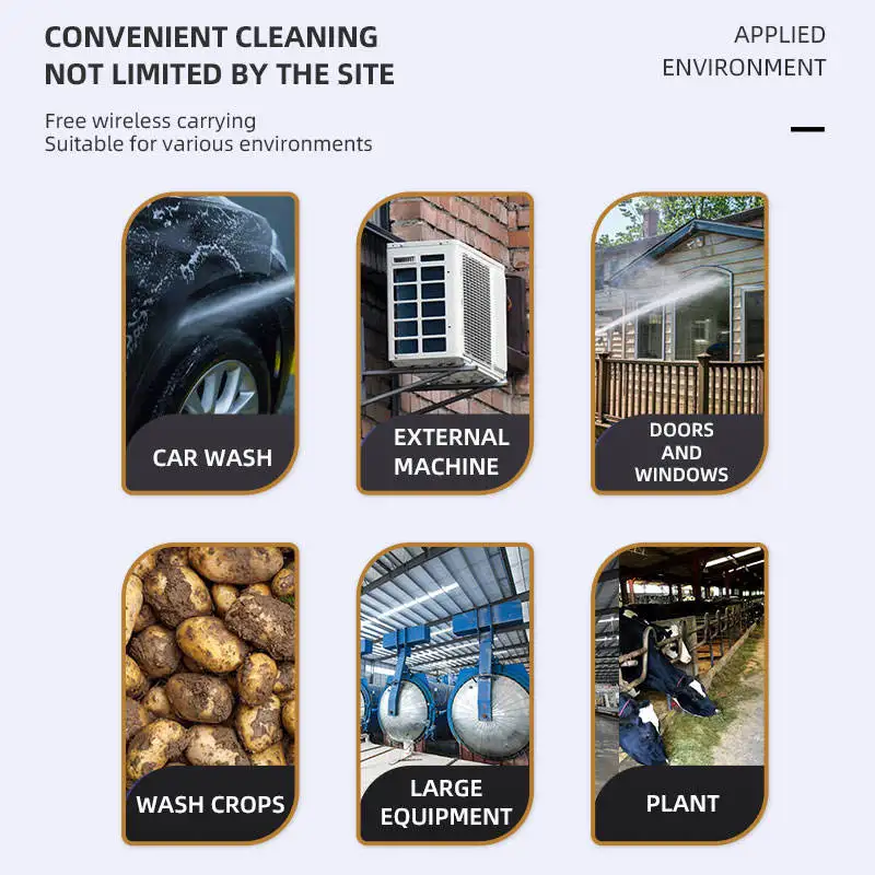 Car Washer High Pressure Portable Wash Gun 12V 24V 48V 96V Cordless Electric Cleaning Machine Lithium Battery Washer Spray Gun