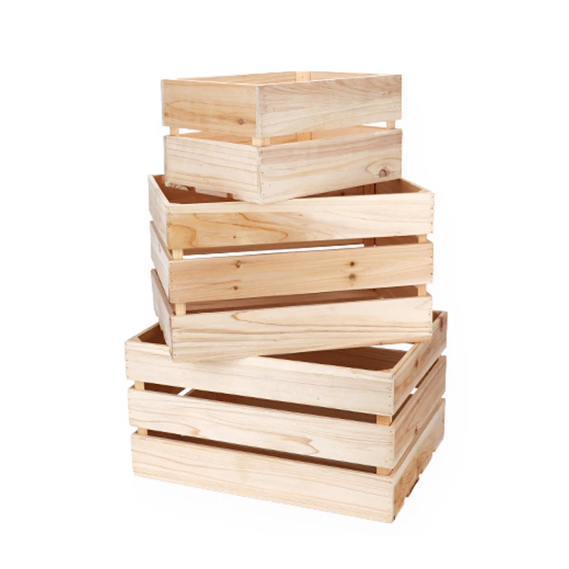 Wholesale custom logo solid wood vegetable storage crate packaging box wooden shipping crate for fruit