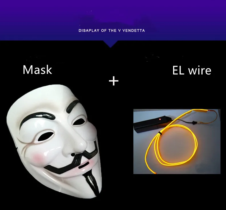 Halloween Cosplay Costume EL Wire Mask DJ Party LED Glowing Mask