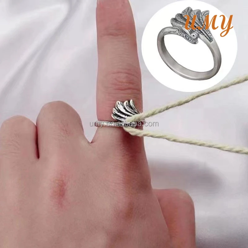 Sewing Thimble Yarn Guide Finger Holder Adjustable Knitting Crochet Loop Tension Ring Thimbles Accesorios Crochet Tension Rings