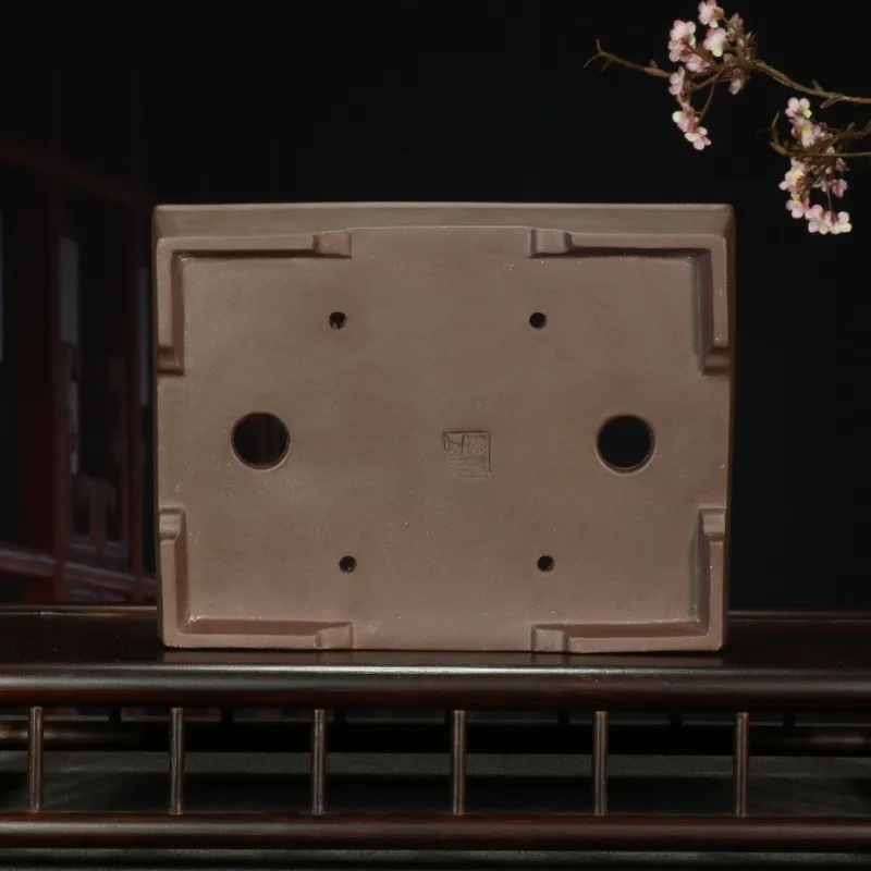 Vintage design ceramic pot rectangle bonsai planter purple sand pot