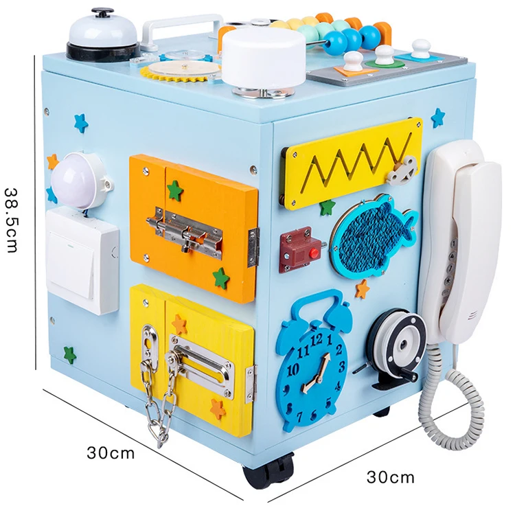 Educational Montessori Play learning Toy Baby Wooden Activity Cube For Toddle