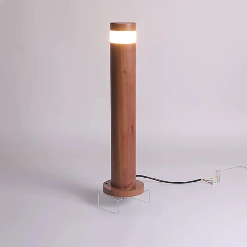 7W IP65 Outdoor Lawn Light Wood Grain Painted Villa LED Garden Lamp for Paths