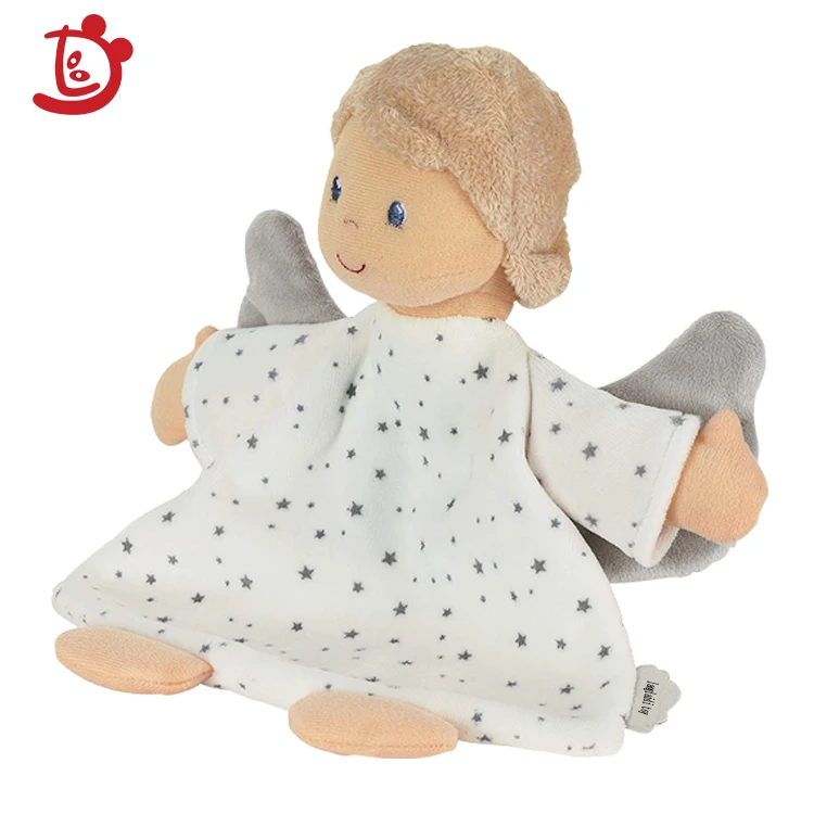 2021 New Arrivals Silk Comforter And Towel Lovey Security Blanket Plush Toy Creative Angel Shape Baby Security Blanket