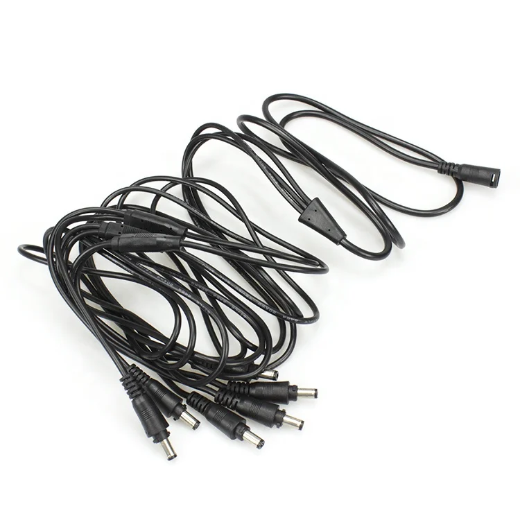 customized 1 to 6 Way 5.5 2.1 DC power cable waterproof male to female extension cord for camera LED