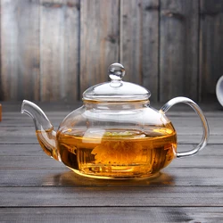 China kongfu tea set clear glass tea pot with cups warmer