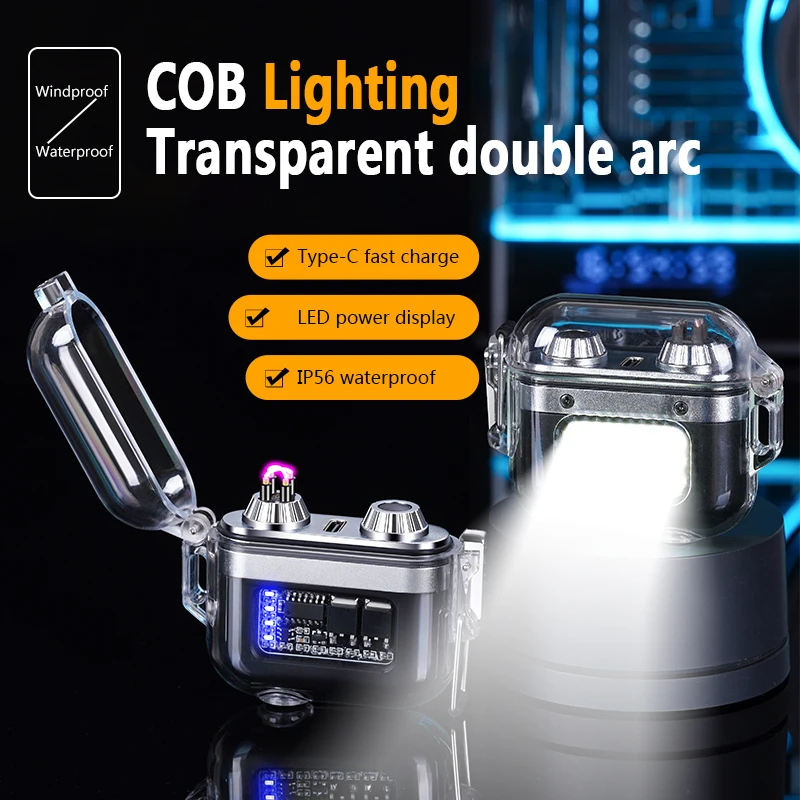 Wholesale Custom Logo Electric USB Rechargeable Flashlight Plasma Lighter Waterproof Factory Direct Arc Lighter Gift Box