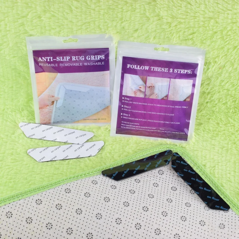 8pcs/set  non-slip washable carpet grippers Seamless Removable Adhesive rug grippers for indoor