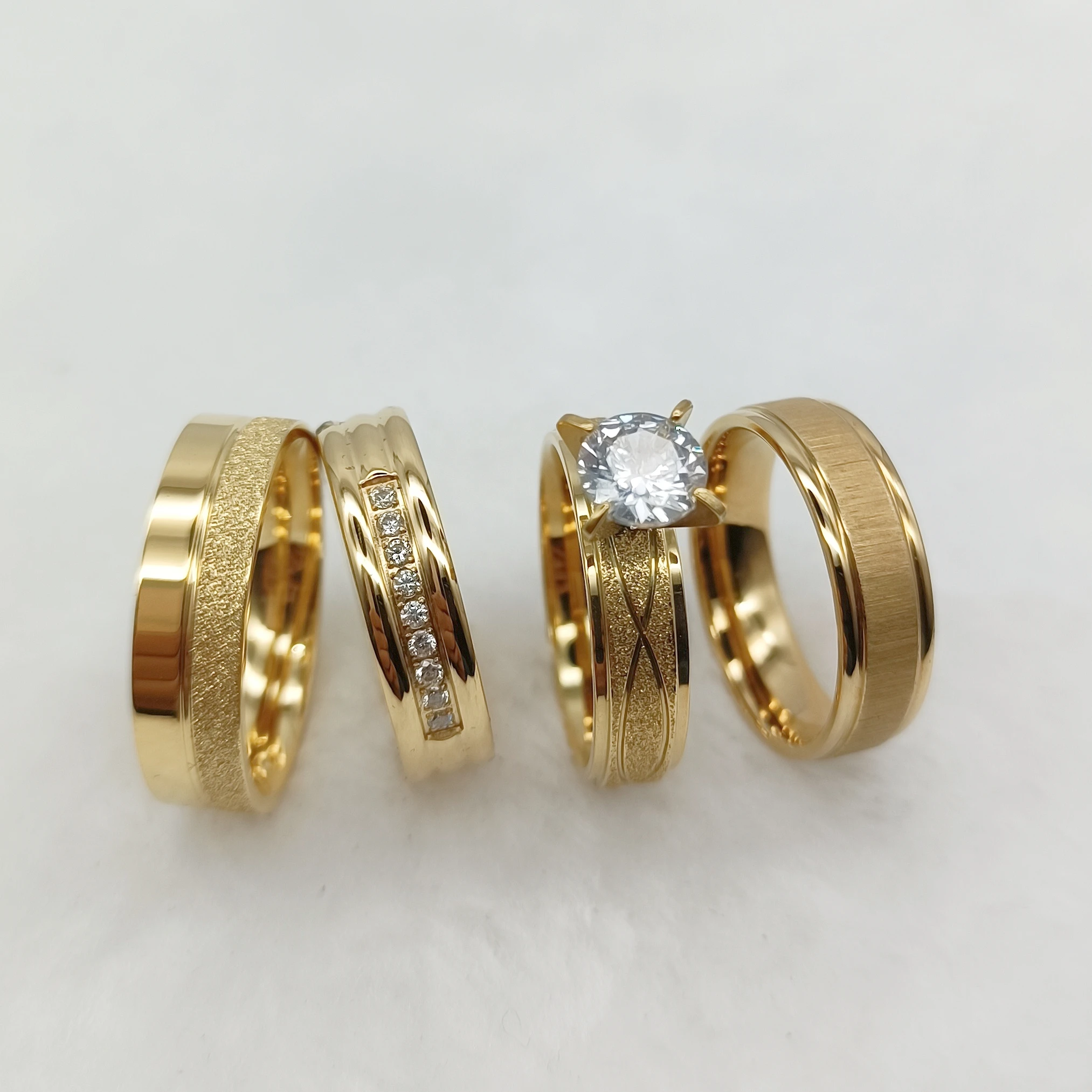 The Latest Wedding Ring Promise Bridal Sets For Couples Lovers 18k Gold Plated Jewelry cz Diamond Engagement Ring