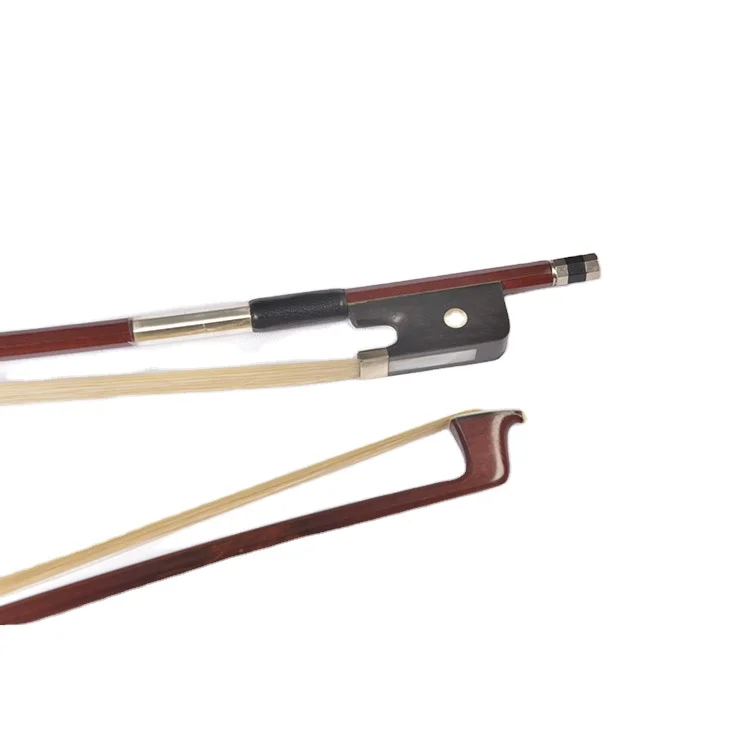 China OEM High Wholesale Quality Handmade Full-lined Ebony Frog Horse Hair Brazilwood Octagonal Round Stick Viola Bow