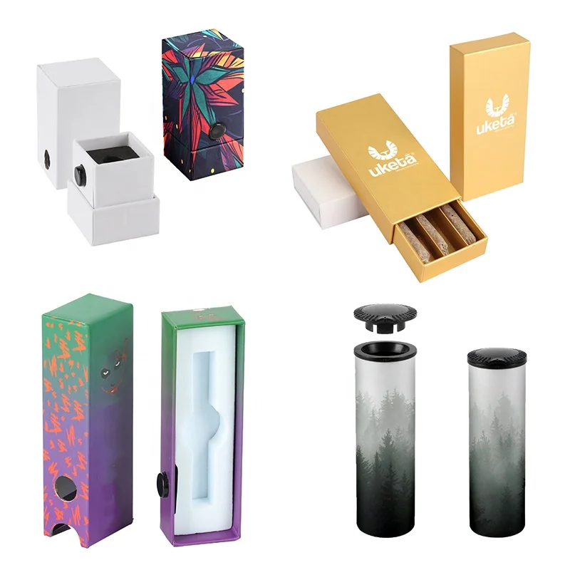 UKETA customized child proof safety button lock cartridge packaging sliding Child Resistant paper box with insert