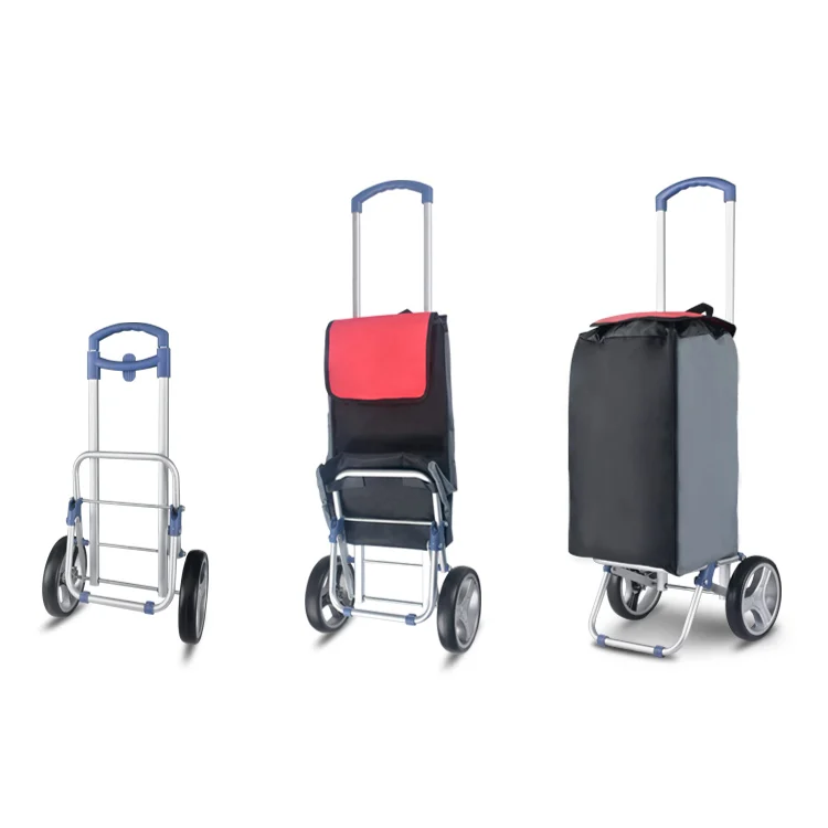 Trolley Foldable Shopping Trolley Tote Bag Collapsible Carts Folding Supermarket Trolley Wheels Aluminium Alloy Convenience 35KG