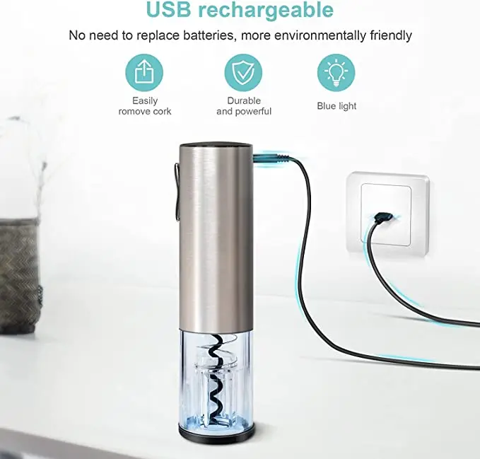 Electric Wine Opener Set with Stand, Rechargeable Cordless Bottle Openers