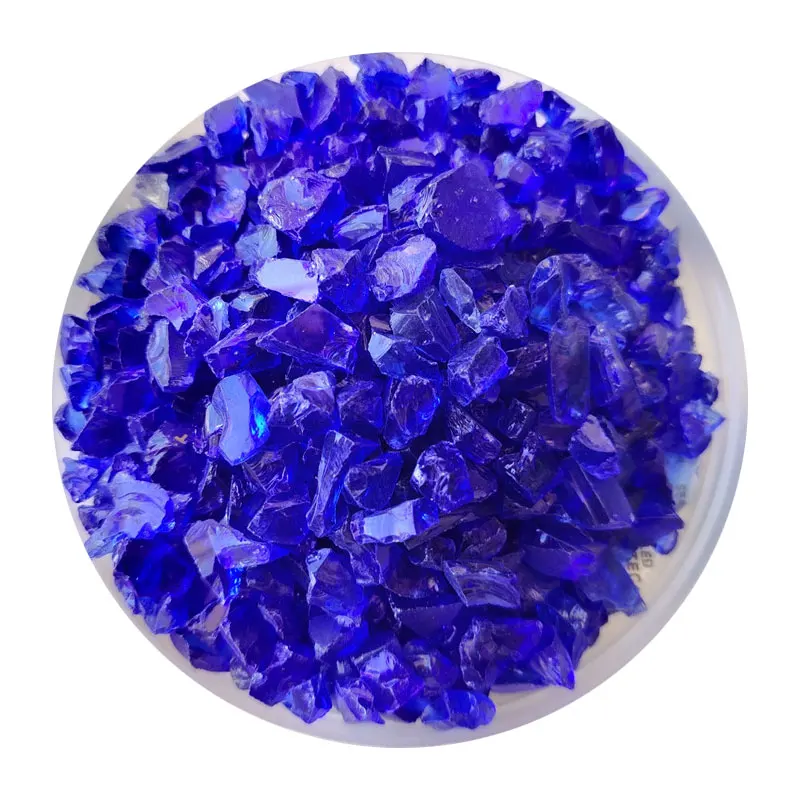 Dark blue crushed glass aggregate for terrazzo aquariums on concrete floors