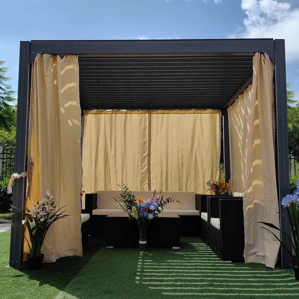 Auto opening Louver Roof Motorized Sunshade 3x4m Garden Aluminium Gazebo Outdoor pergola Factory direct