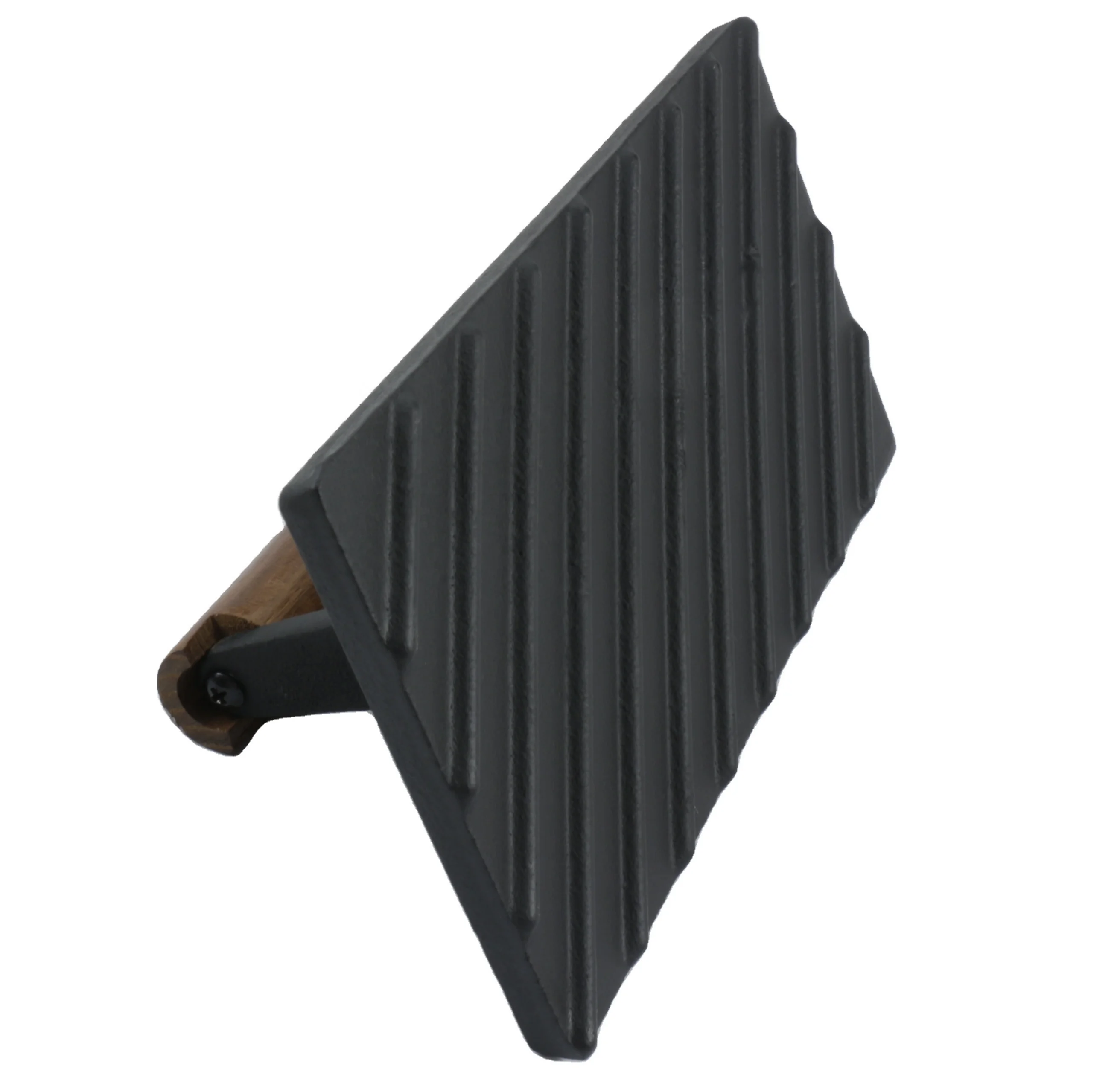 Cast Iron Grill Press, Steak Weight Bacon Press with Wood Handle Pre-Seasoned Rectangular Barbecue BBQ Hamburger
