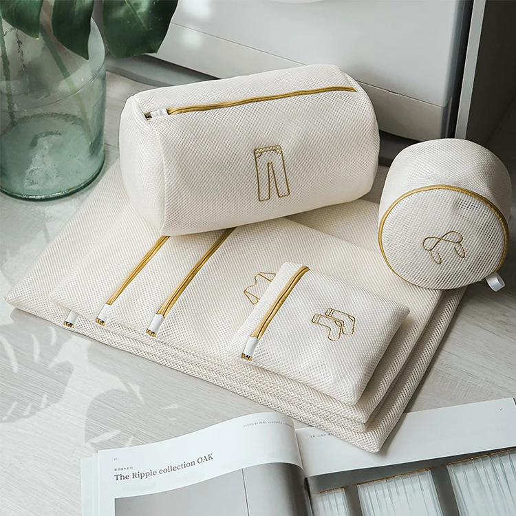 Custom embroidered sandwich net mesh delicate clothes garment washing machine net bag scrubba wash bags