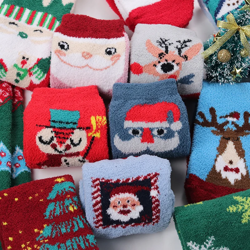 Christmas Fuzzy Socks 6 Pairs Christmas Holiday Soft Cozy Socks Warm Slipper Winter Socks for girls