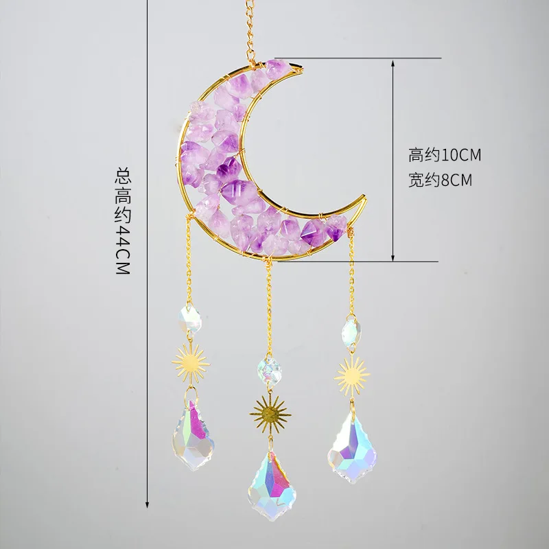 Hotsale Colorful Hanging Sun Catcher with Chain Pendant Ornament Crystal Balls Moon Dream Catcher for Window Home Garden