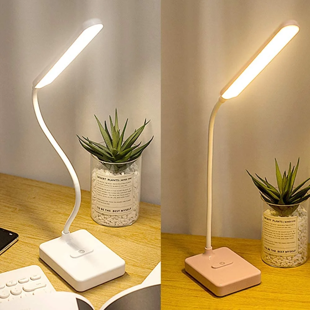 kids student white pink mini touch dimming folding design portable rechargeable adjustable USB modern led desk lamp for study