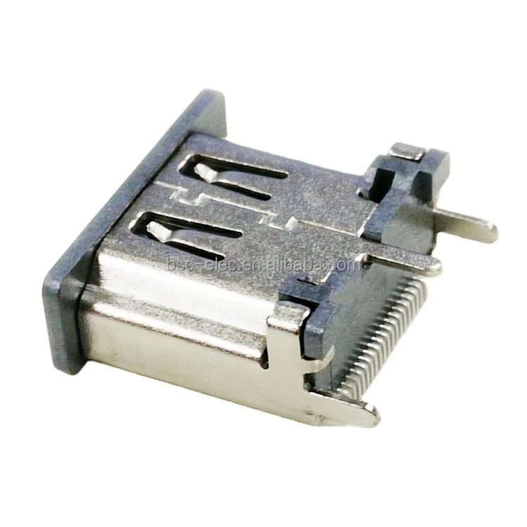 High Definition Multimedia Interface HD-MI Type A Female Vertical SMT Receptacle Connectors With Body Height 13.0MM