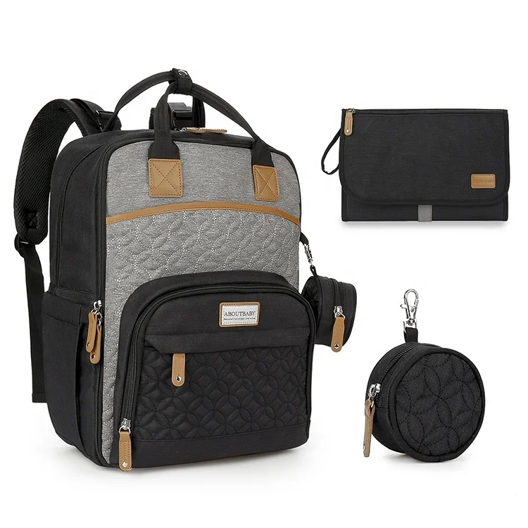 New 3pcs Set Custom Logo Luxury Baby Diaper Bag Backpack Mommy Bag With Pacifier Case Diaper Changing Pad