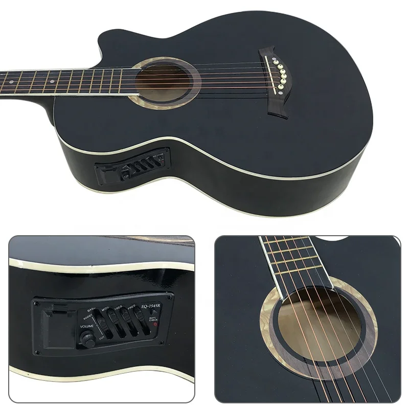 Wholesale cheap price Small size 38 Inch various Colour All Lindenwood Electric acoustic guitar for learner and starter