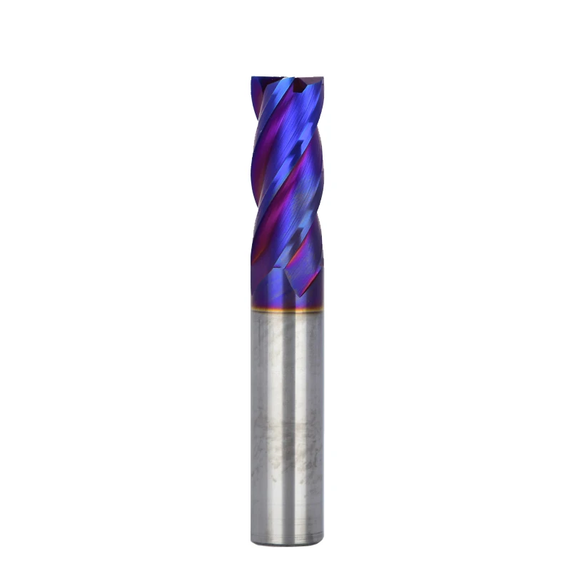 Weix new product Tungsten carbide CNC machinary 4flutes Blue nano coating end mill for metal cutting