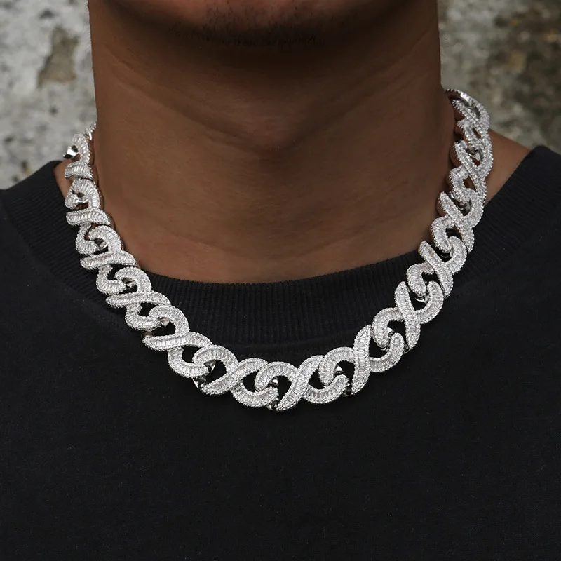 Hip Hop Rapper Star Mens 16mm Wide Infinite Cuban Chain Necklace Iced Out Fully 5A CZ Cuban Diamond Link Chain