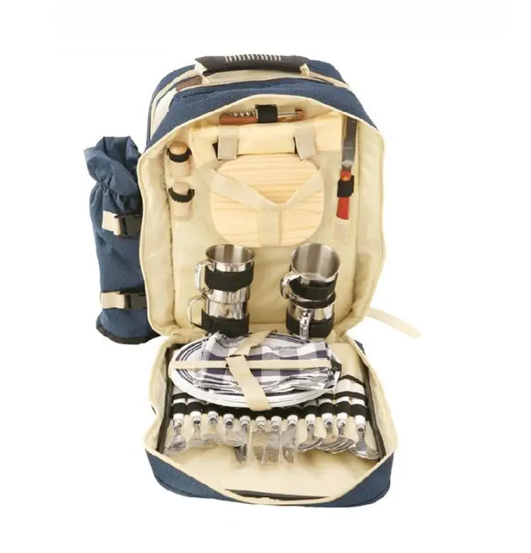 Outdoor Picnic Bags August Big Family Outdoor Outing Camping Backpack Picnic Bag For Four Includes Wine Picnic Bag Set Square