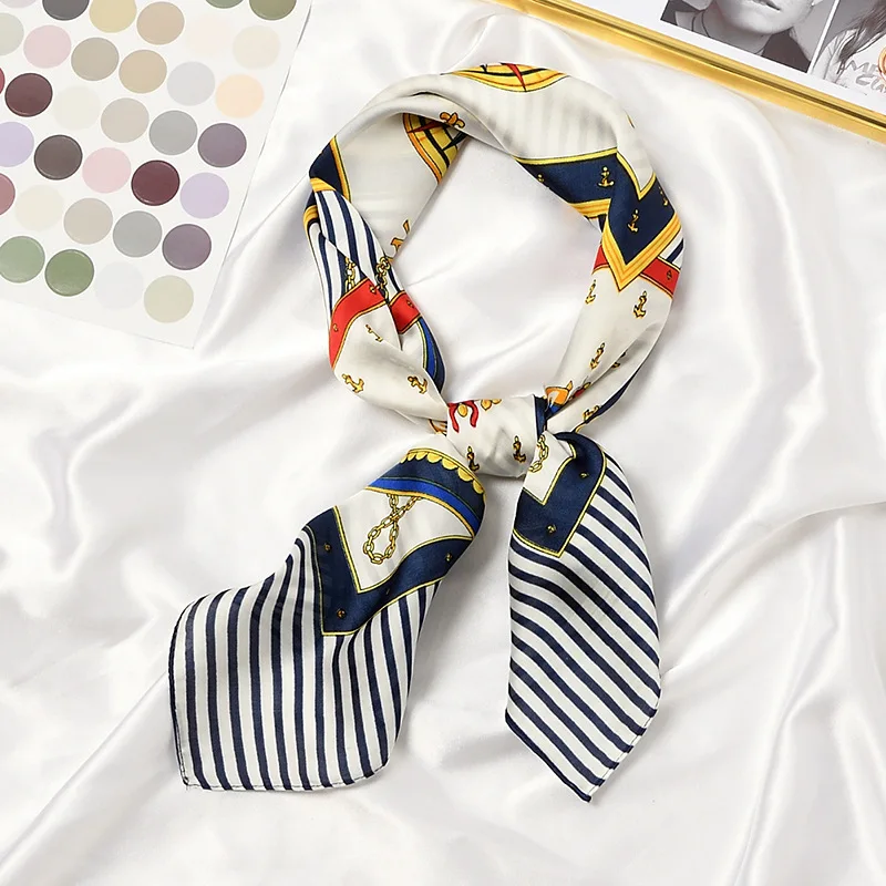 
Amazon Hot Selling Retro Sunscreen Small Silk Scarf Occupation All-match Small Square Hijab Female Decorative Scarf Headband 