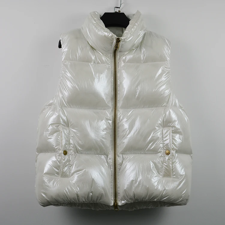 
Casual Style Zipper Stand-up Collar Short Waterproof Padded Bubble Vest Puffer Vest Jacket For Women 