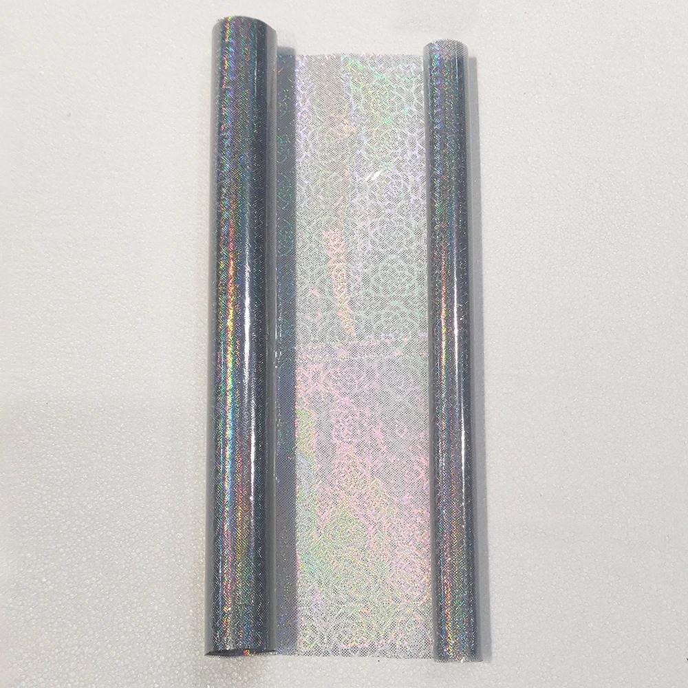 Heat Press Transfer foil for Textile, Silver six lotus pattern laser film, High quality laser foil