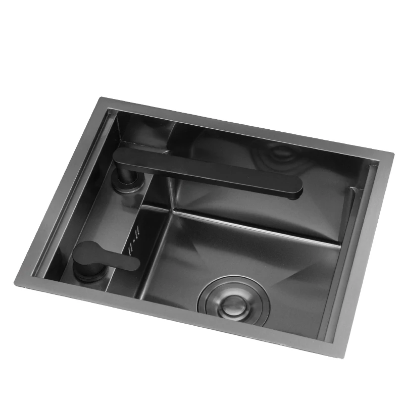 Black Hidden Handmade Kitchen Sink Single Bowl bar SUS 304 Stainless Steel