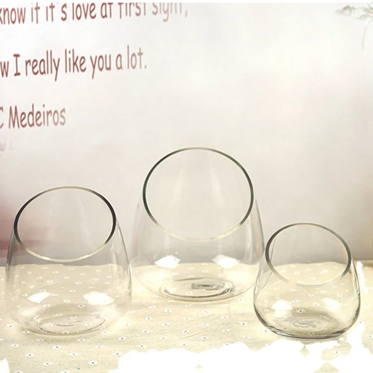 Oblique micro landscape decoration vase Succulent plant vase Moss micro landscape glass flower container