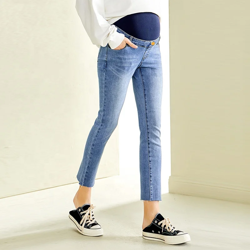 
Maternity Jeans Summer Comfort Slim Fit Legging High Waist Skinny Stretch Cropped Pants For Pregnant Women 