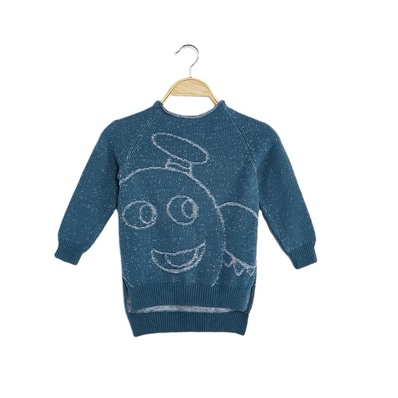 
New Design Kids Sweater Autumn Winter Boy Knitted Pullover Medium Length Embroidered Sweater 