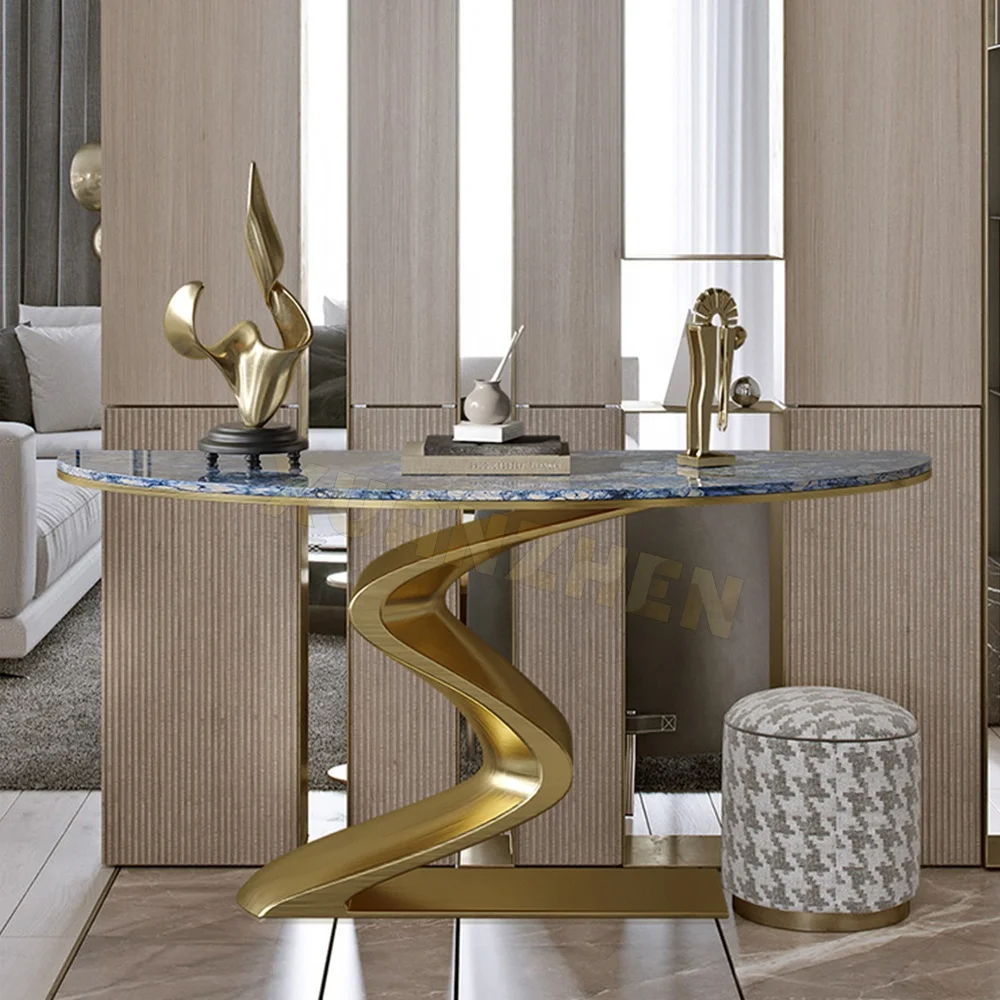 Living room furniture gold stainless steel console table luxury marble console table modern console tables CT028