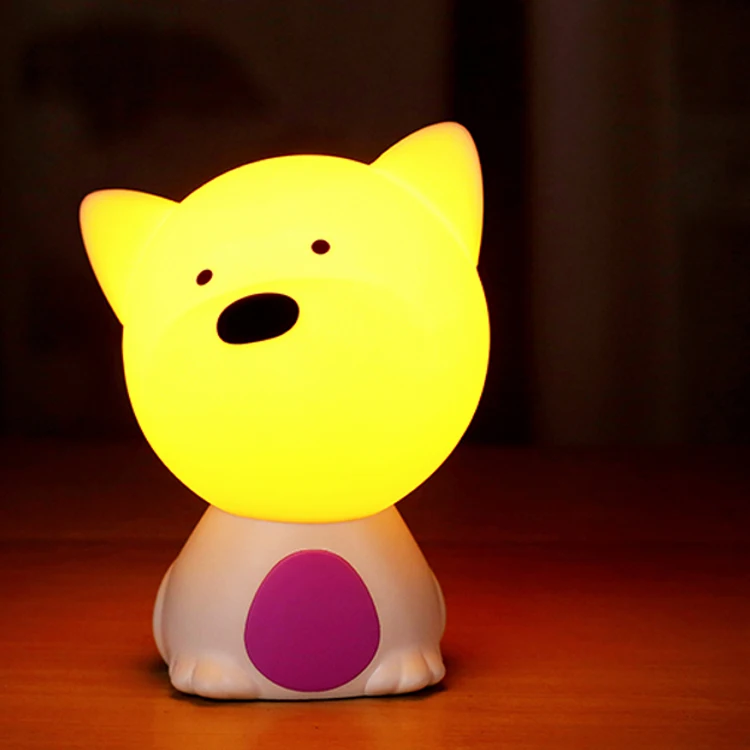 Cloud Cute Animal Cat Bear Colorful Soft Silicone Led Lamp Night Light with USB Charging and Warm flashing for kid baby Children