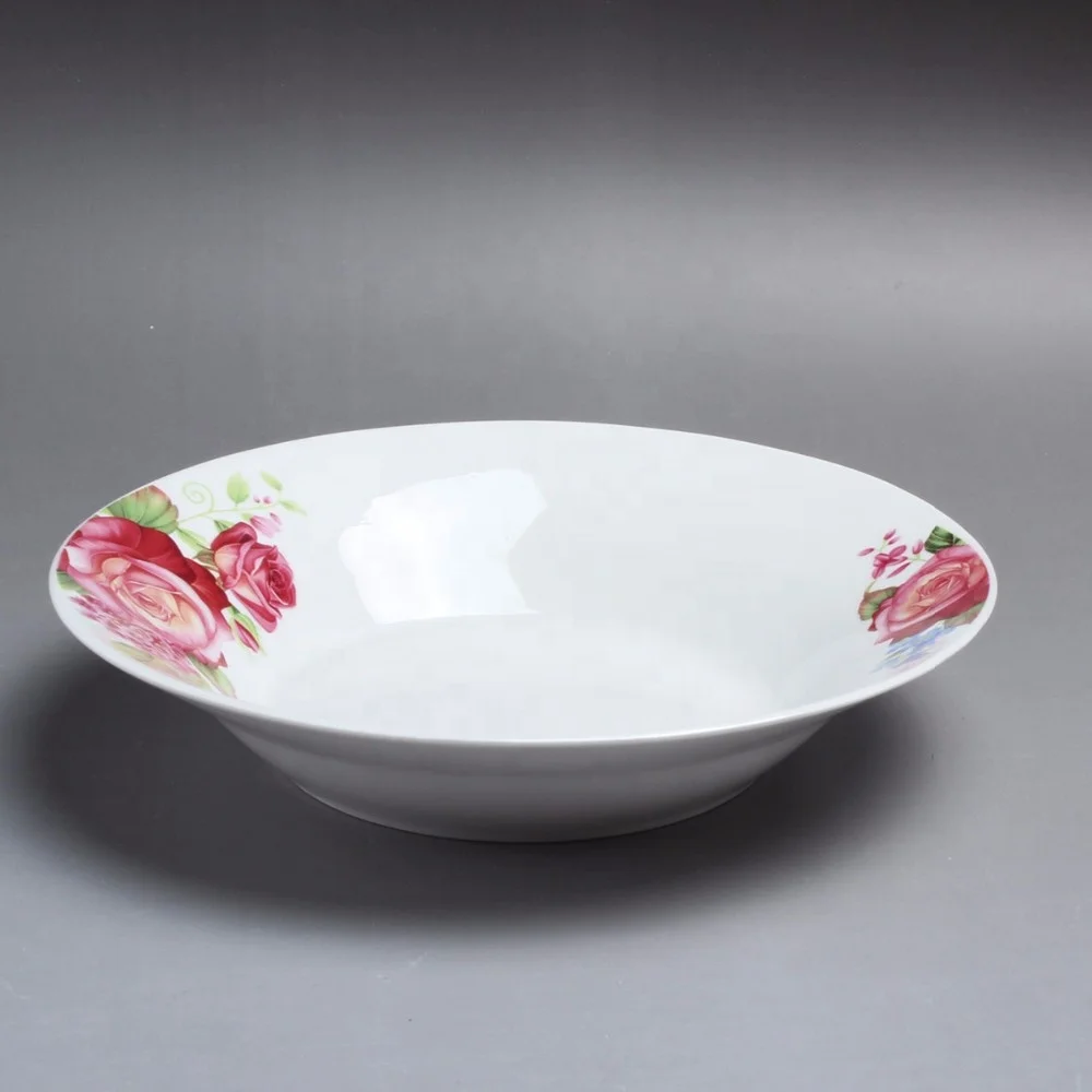 Linyi заводская цена 8 керамических тарелок для супа с желтой линией фарфоровая тарелка по оптовой