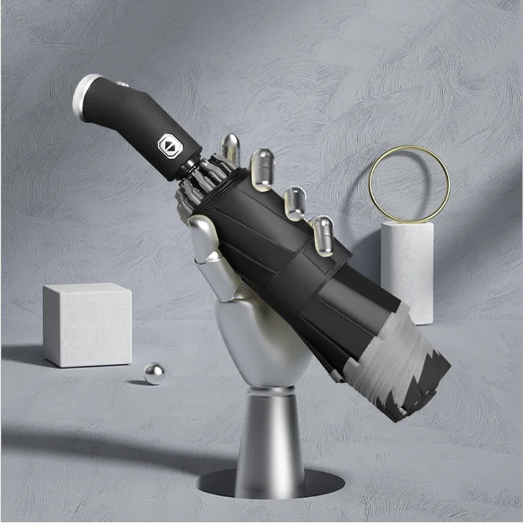 Автомобильный зонт для мужчин и женщин, автоматический зонт заднего вида двойного назначения, складной, большой, черного цвета