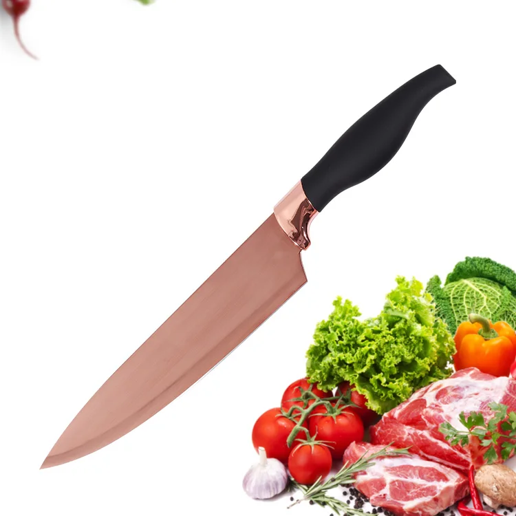 Rose Gold Kitchen Knife, Complete with Titanium Plating Knife Sets Six-piece Set Packaging 1000 Sets for Daily Kitchen Cutting