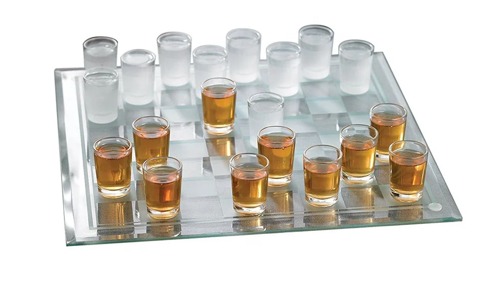 Lead Free Glass Shots Board Game Drinking Checkers Game Set