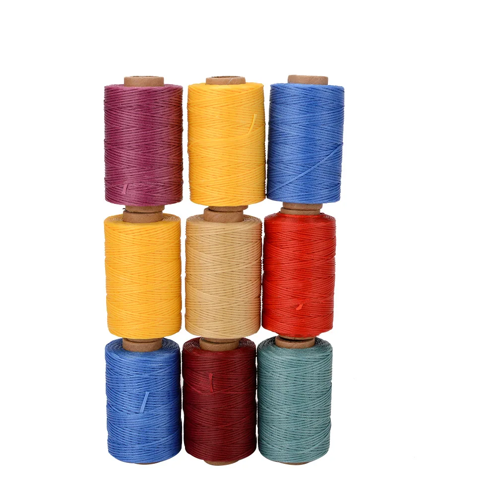 0.8mm 150D flat braided bead thread polyester Waxed Thread Leather for sewing