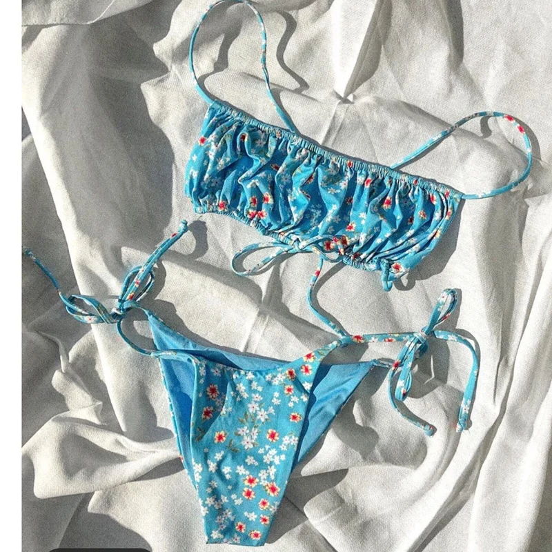 High Quality Custom Sublimation Printed Swimsuit Two Piece Sexy Bikini Set Beachwear